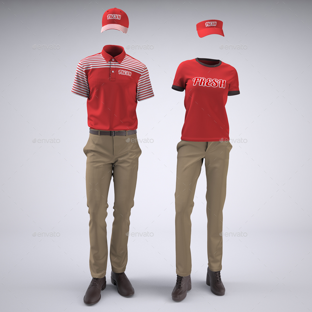 Food Service Uniforms and Retail Uniforms MockUp, Graphics GraphicRiver